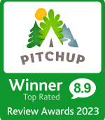 Pitchup award badge showing winner, top rated with an 8.9 score